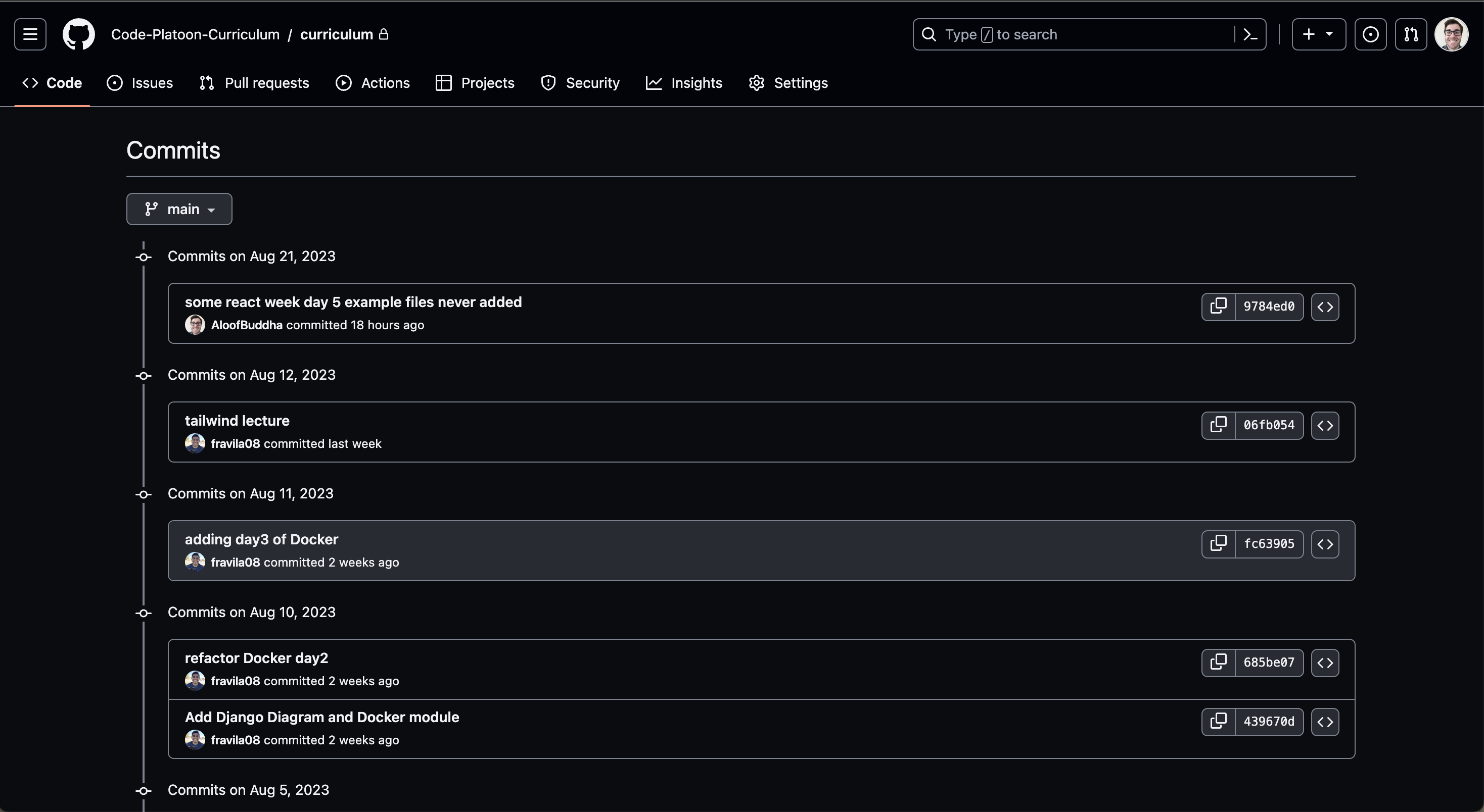 github commit history